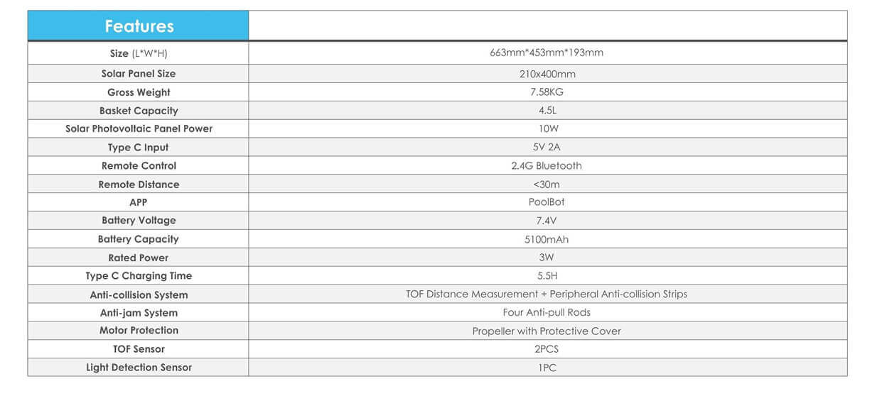 PoolBot S100 Features